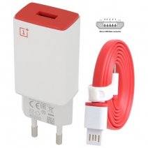 ONEPLUS CARICABATTERIE ORIGINALE DA PARETE PER CASA USB AY0520 10W + CAVO FLAT MicroUsb RED BULK /PE