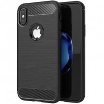 FORCELL CUSTODIA B-CASE TPU SILICONE COVER CASE PER APPLE IPHONE XS MAX CARBON METAL BLACK