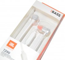 JBL AURICOLARE ORIGINALE STEREO T290 IN-EAR PURE BASS SILVER /PER IOS IPHONE GALAXY ANDROID