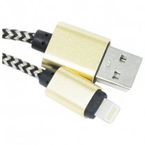 ATRAX CAVO DATI E RICARICA USB TO 8-PIN 1 METRO CONNETORI METALLICI GOLD /PER IPHONE 5 6 7 8 PLUS