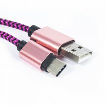 ATRAX CAVO DATI E RICARICA USB TYPE C 1 METRO CONNETORI METALLICI ROSA /