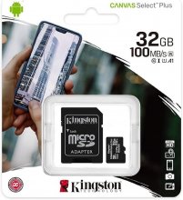 KINGSTON MEMORY CARD MICROSD SELECT PLUS HC 32 GB + ADATTATORE CLASSE 10 (100MB/s)